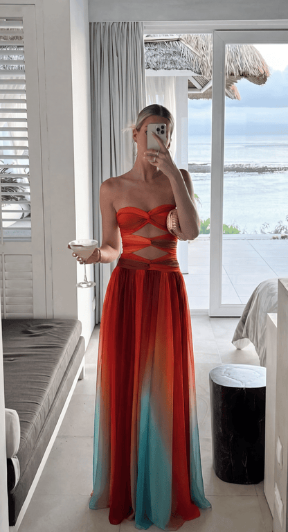 OLANE Strapless Front-Knot Maxi Dress MWomen's Dresses