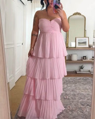 Carla Strapless Pleated Tiered Maxi Dress
