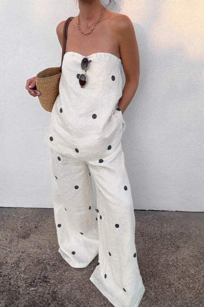 OLANE Strapless Wide - Leg Two - Piece Set WhiteSWomen's Sets