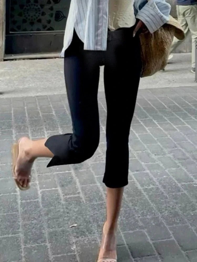 OLANE Stretchable Black Capri Pants SWomen's Bottoms