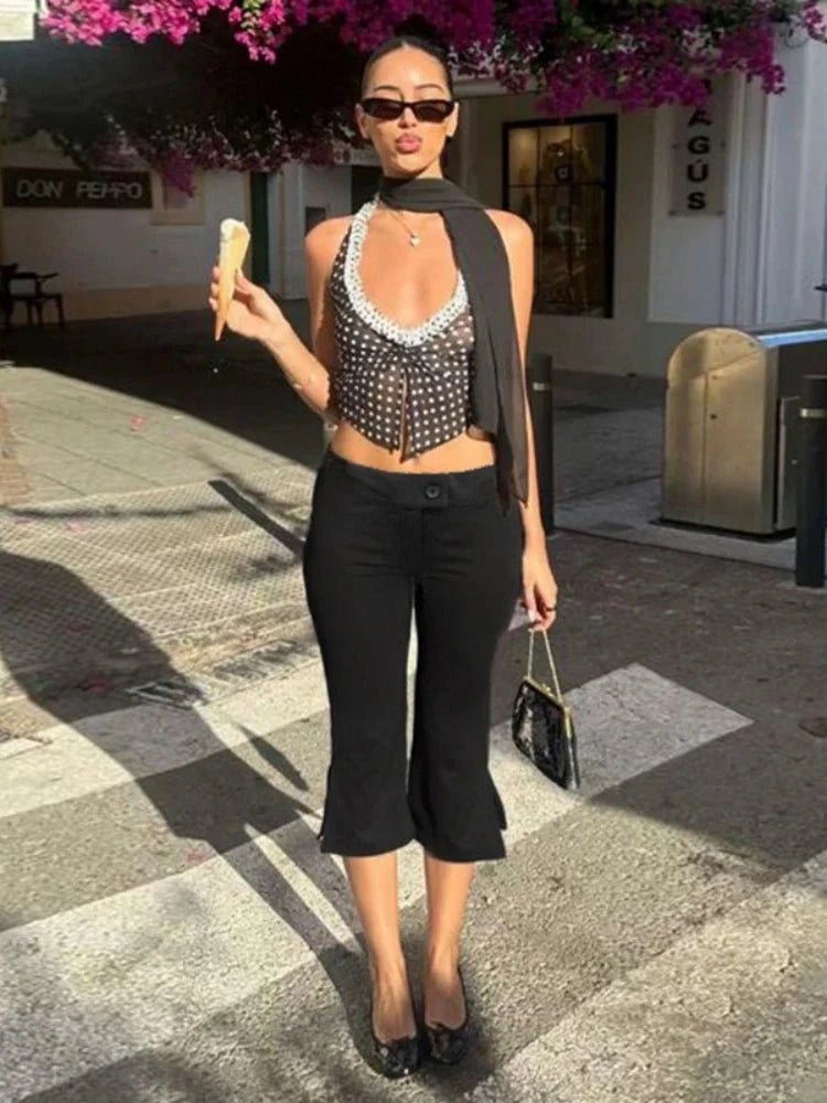 OLANE Stretchable Black Capri Pants SWomen's Bottoms