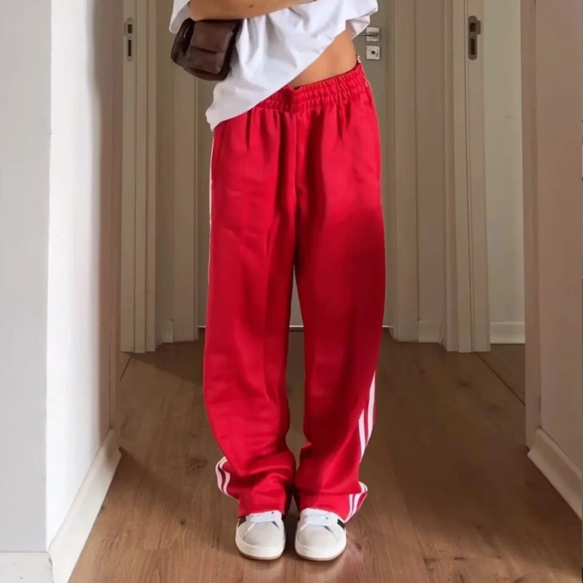 OLANE Striped Drawstring Sweatpants RedSWomen's Bottoms