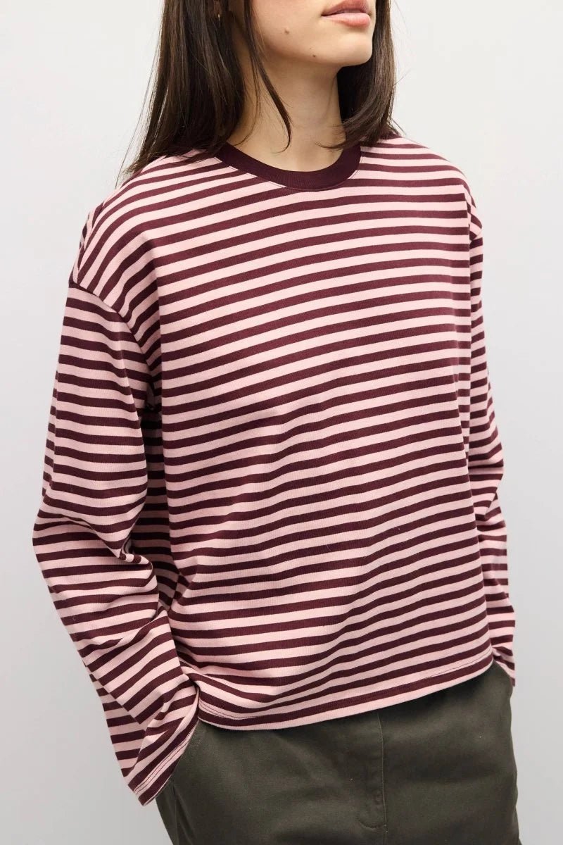 OLANE Striped Oversized Knit Sweater BurgundyXSWomen's Sweaters & Cardigans