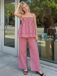 Striped Ruffle Sleepwear Set