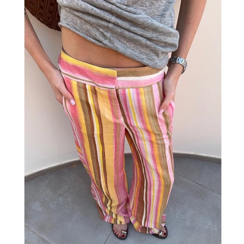 OLANE Striped Wide Leg Palazzo Pants SWomen's Bottoms
