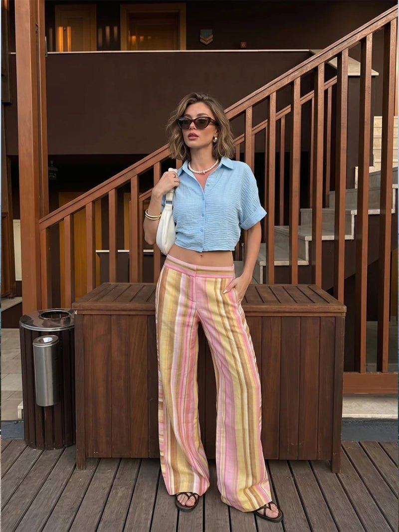 OLANE Striped Wide Leg Palazzo Pants XSWomen's Bottoms