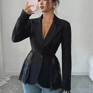 Structured Lace Panel Tailored Blazer