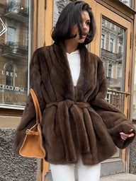 Stylish Belted Faux Fur Jacket