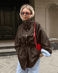 Stylish Contrast Collar Windbreaker Jacket