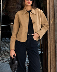 Stylish Cropped Faux Suede Jacket