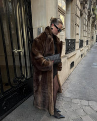 Stylish Faux Fur Maxi Coat