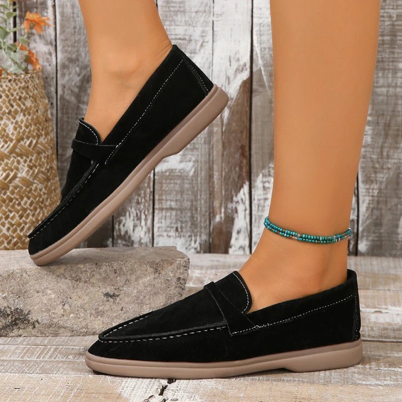 OLANE Suede Slip-On Flat Shoes Light Blue35Women's Shoes