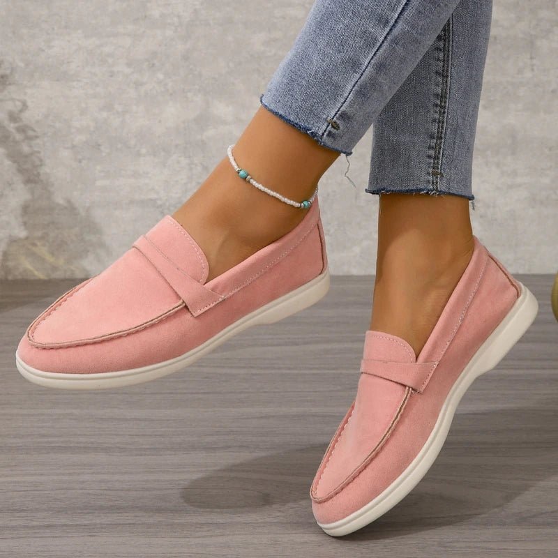 OLANE Suede Slip-On Flat Shoes Light Blue35Women's Shoes