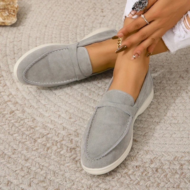 OLANE Suede Slip-On Flat Shoes Light Blue35Women's Shoes