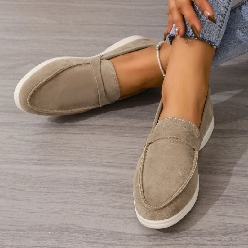 OLANE Suede Slip-On Flat Shoes Light Blue35Women's Shoes