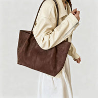 Suede Tote Bag with Pouch