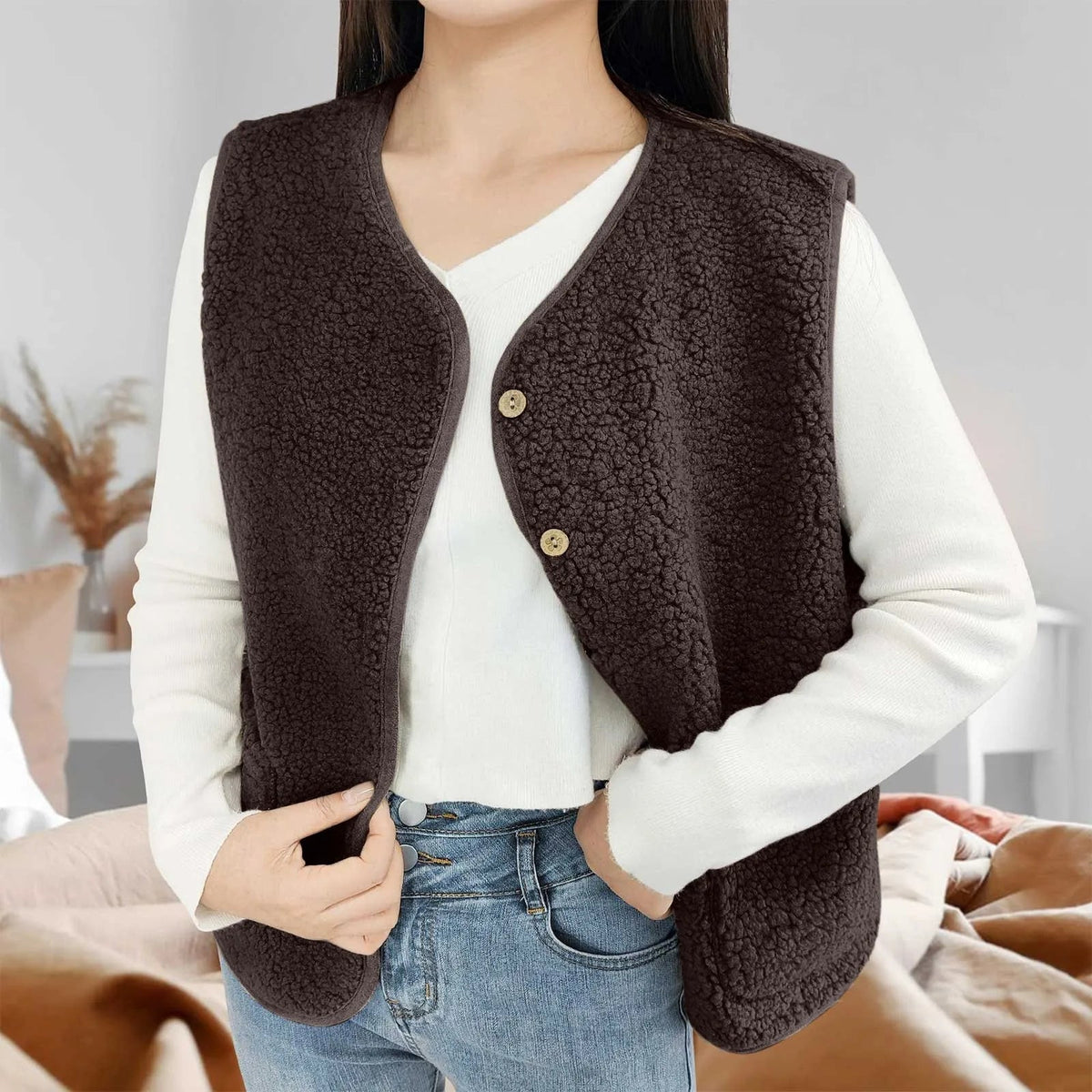 OLANE Teddy Fleece Vest CremeSWomen's Coats & Jackets