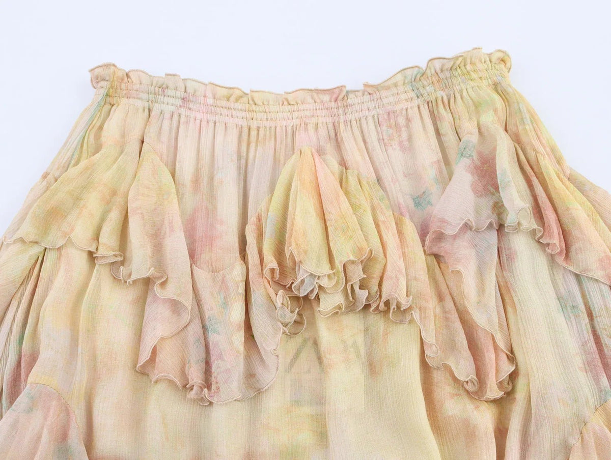 OLANE Tiered Ruffle Boho Maxi Skirt SWomen's Bottoms