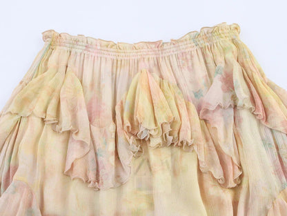 OLANE Tiered Ruffle Boho Maxi Skirt SWomen's Bottoms