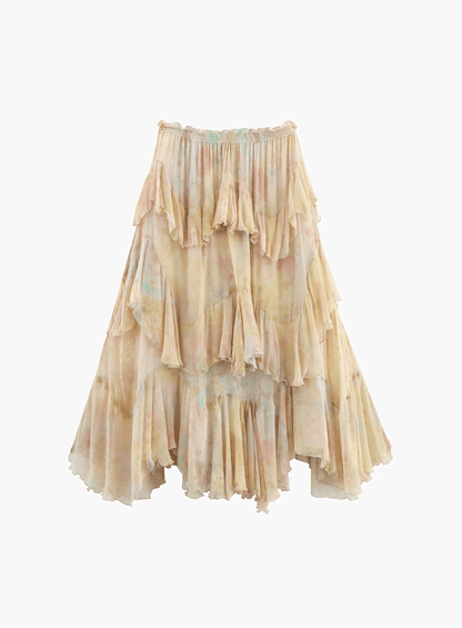 OLANE Tiered Ruffle Boho Maxi Skirt XSWomen's Bottoms