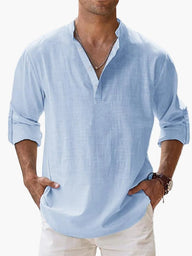 Afreda Linen Long Sleeve Half Placket Shirt