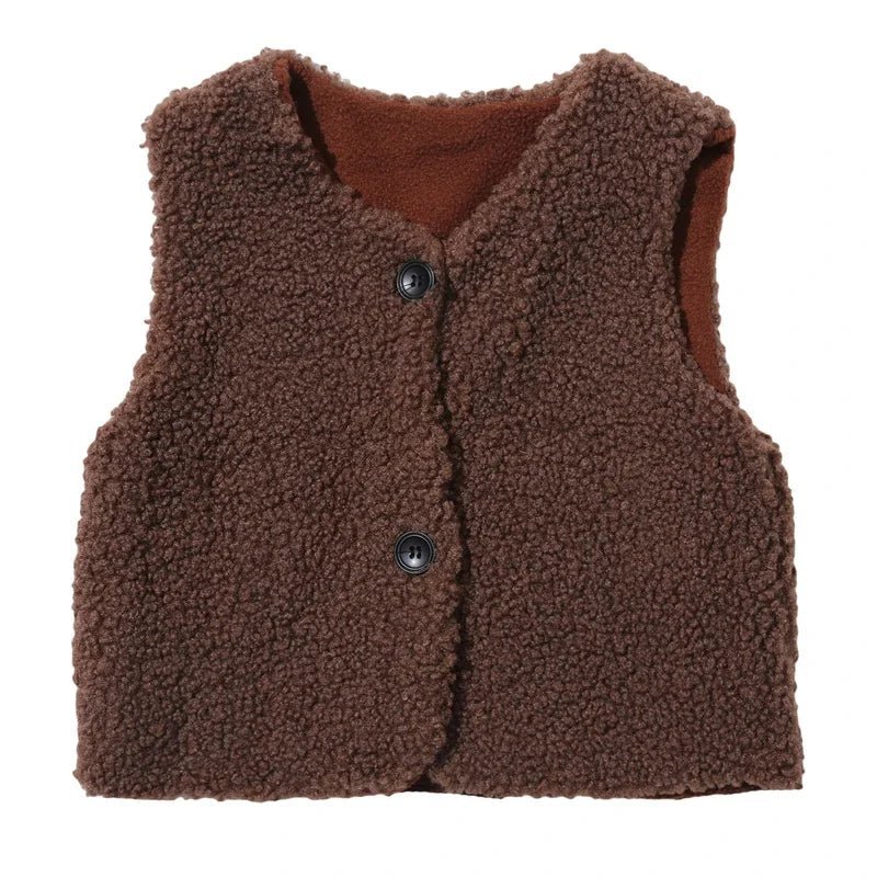OLANE Velvet Baby Vest Light Brown90 (1-2 Years)Kids' Coats & Jackets