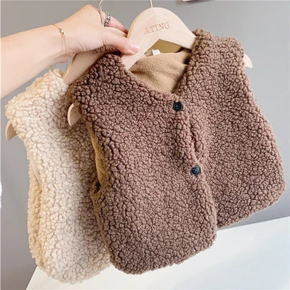 OLANE Velvet Baby Vest Light Brown90 (1-2 Years)Kids' Coats & Jackets