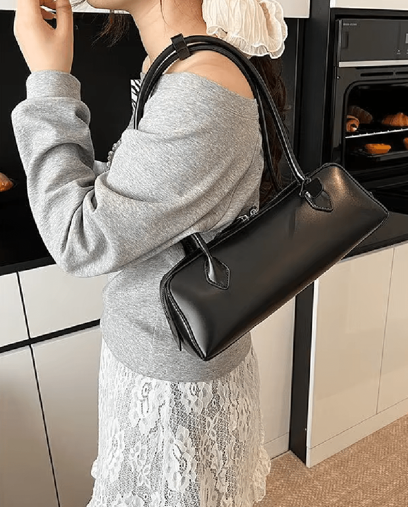 OLANE Vintage Leather Baguette Bag BlackWomen's Handbags