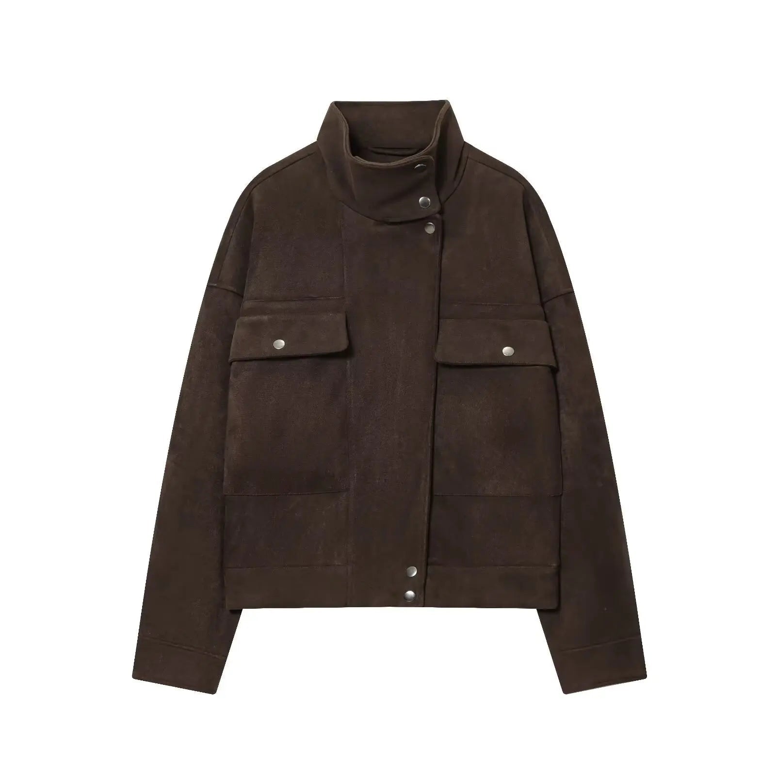 OLANE Vintage Oversized Bomber Jacket Deep CoffeeXSJacket