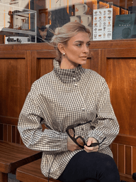 Vintage Plaid Waist-Cinched Jacket