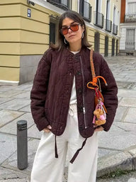 Ahlena Vintage Quilted Padded Coat