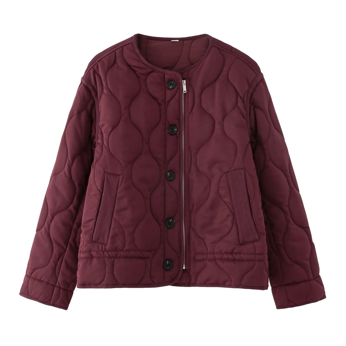 OLANE Vintage Quilted Padded Coat BurgundyXSWomen's Coats & Jackets