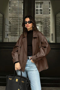 Vintage Relaxed Faux Leather Coat