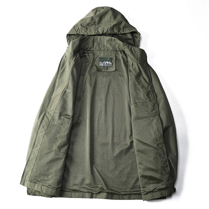 OLANE Waterproof Hooded Tactical Jacket Army GreenMMen's Coats & Jackets