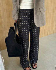 Mila Wide-Leg Polka Dot Satin Trousers