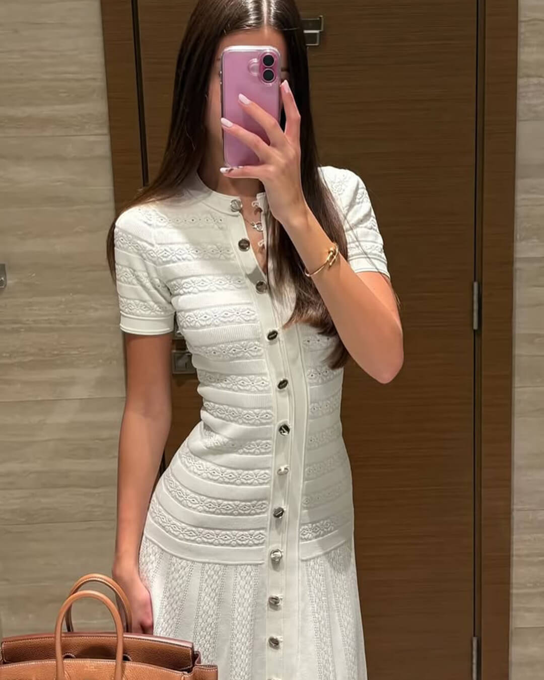 OLANE Wren Ribbed Knit Midi Dress WhiteXSWomen's Dresses
