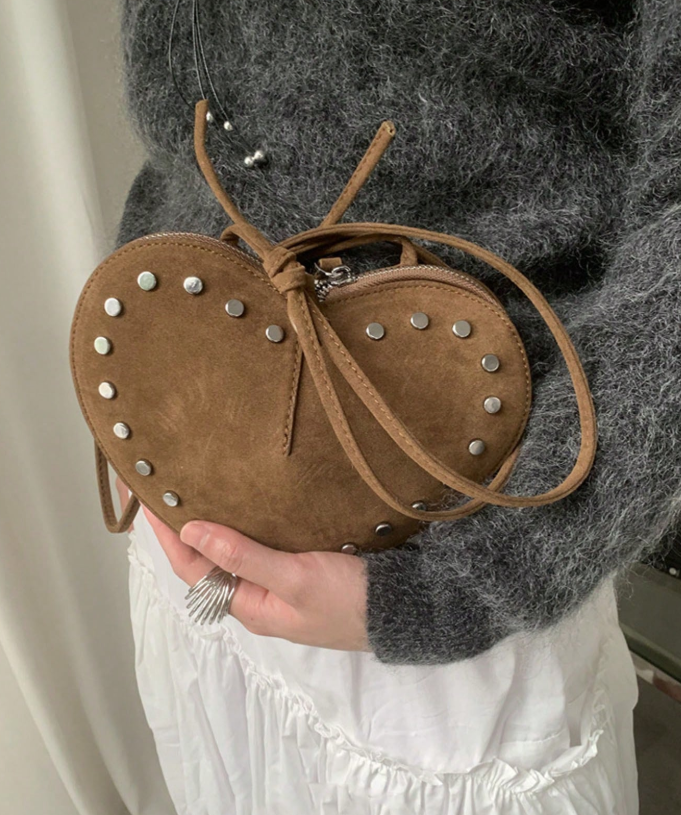 Vintage Faux Suede Crossbody Bag