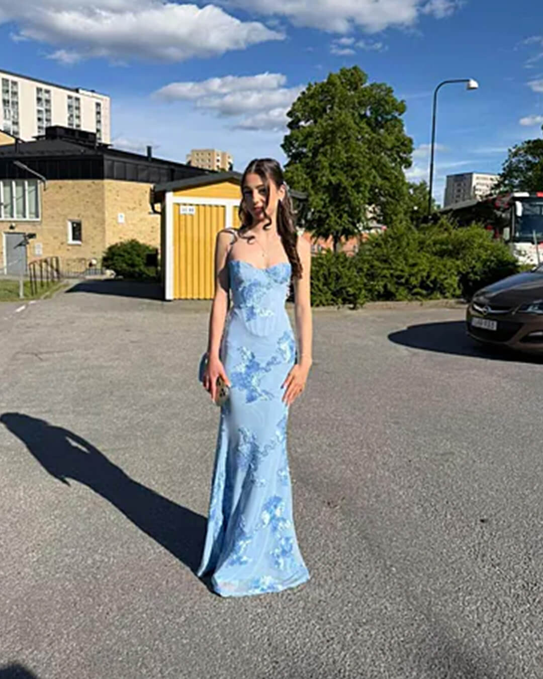 Bodycon Appliqué Tie-Back Evening Gown