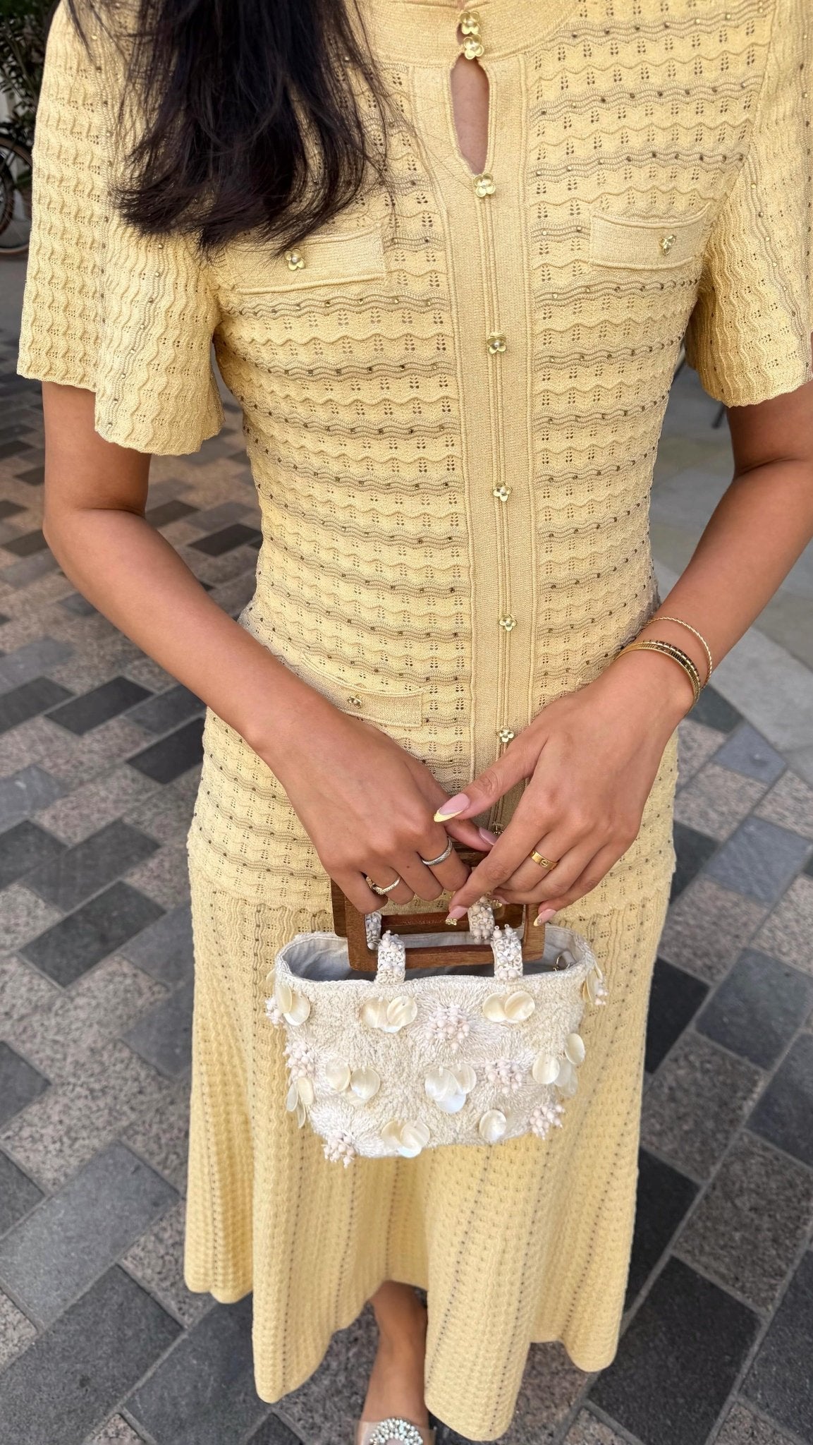 Cinched-Waist Sequin Knit Maxi Dress