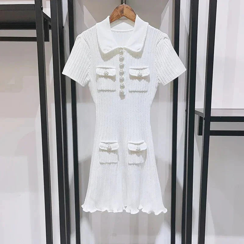 Sequin Knit Mini Dress with Ruffle Details