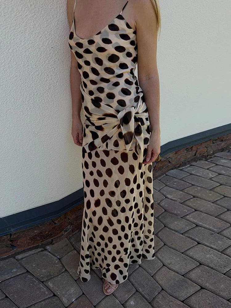 Sleeveless Printed Slip Dress with Scarf