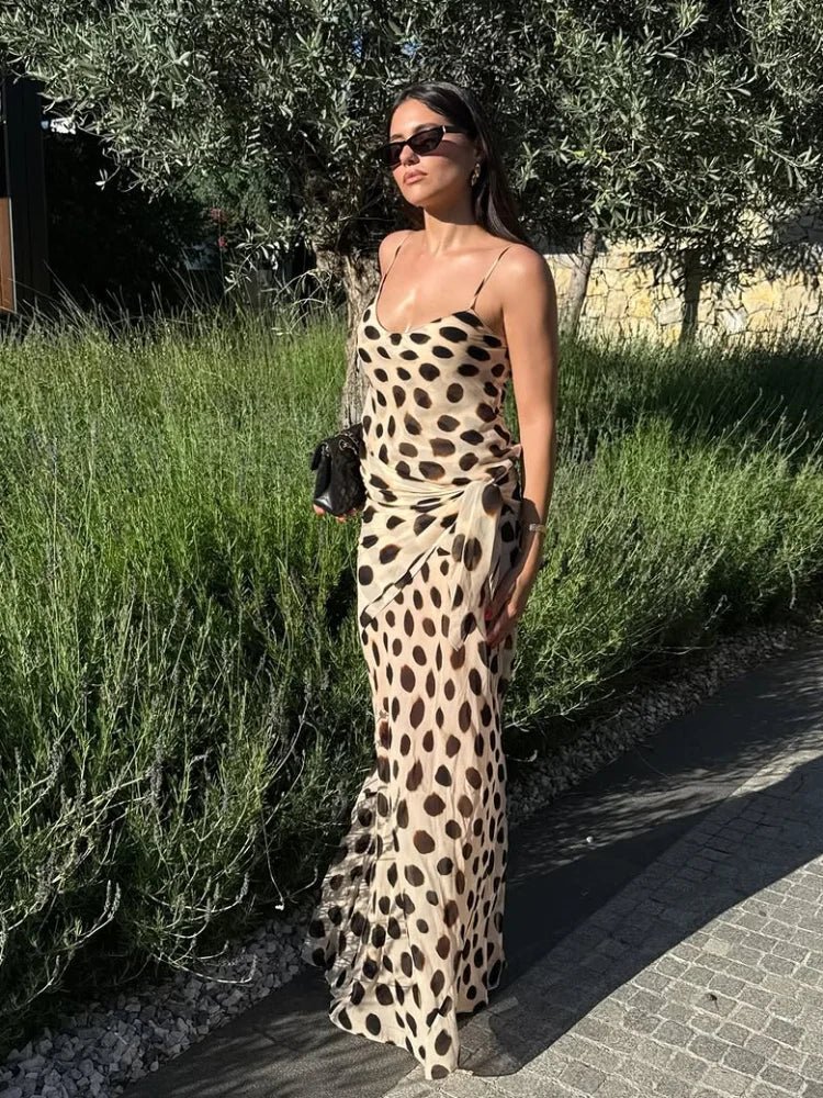 Sleeveless Printed Slip Dress with Scarf