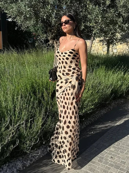 Sleeveless Printed Slip Dress with Scarf