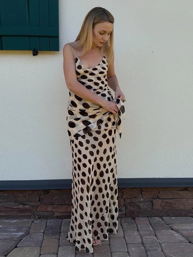 Sleeveless Printed Slip Dress with Scarf