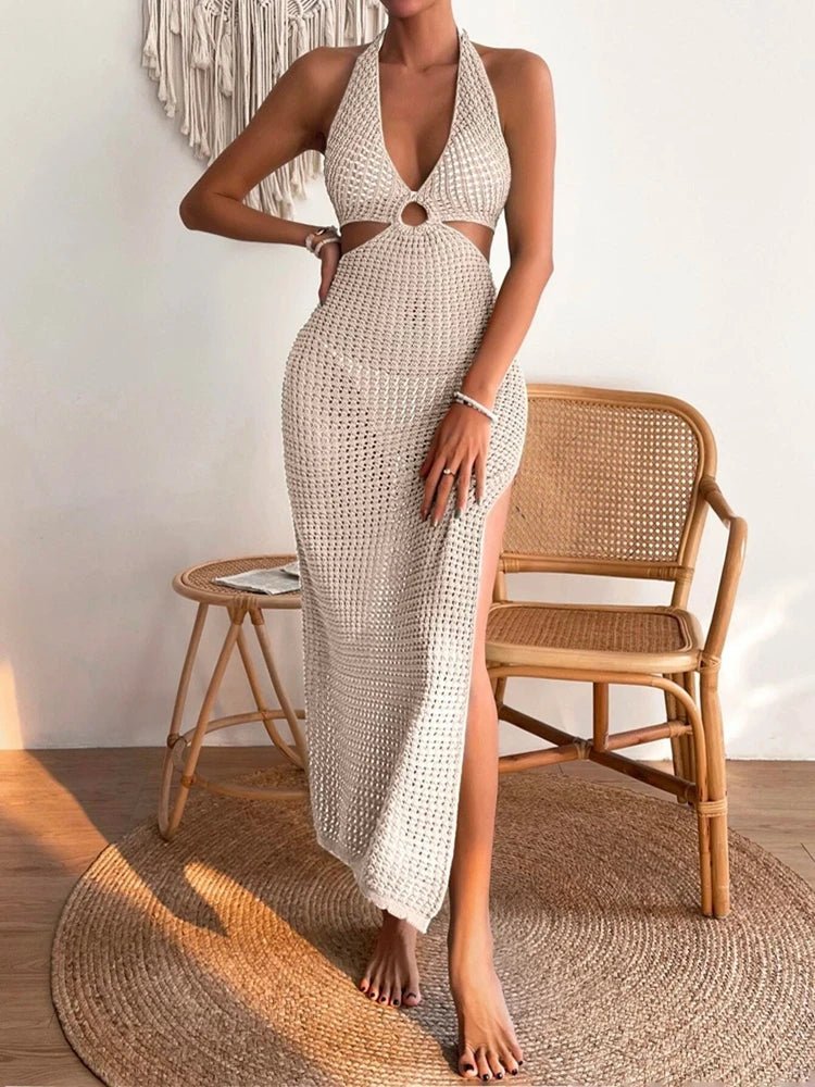 Mia Hollow-Neck Knitted Midi Dress