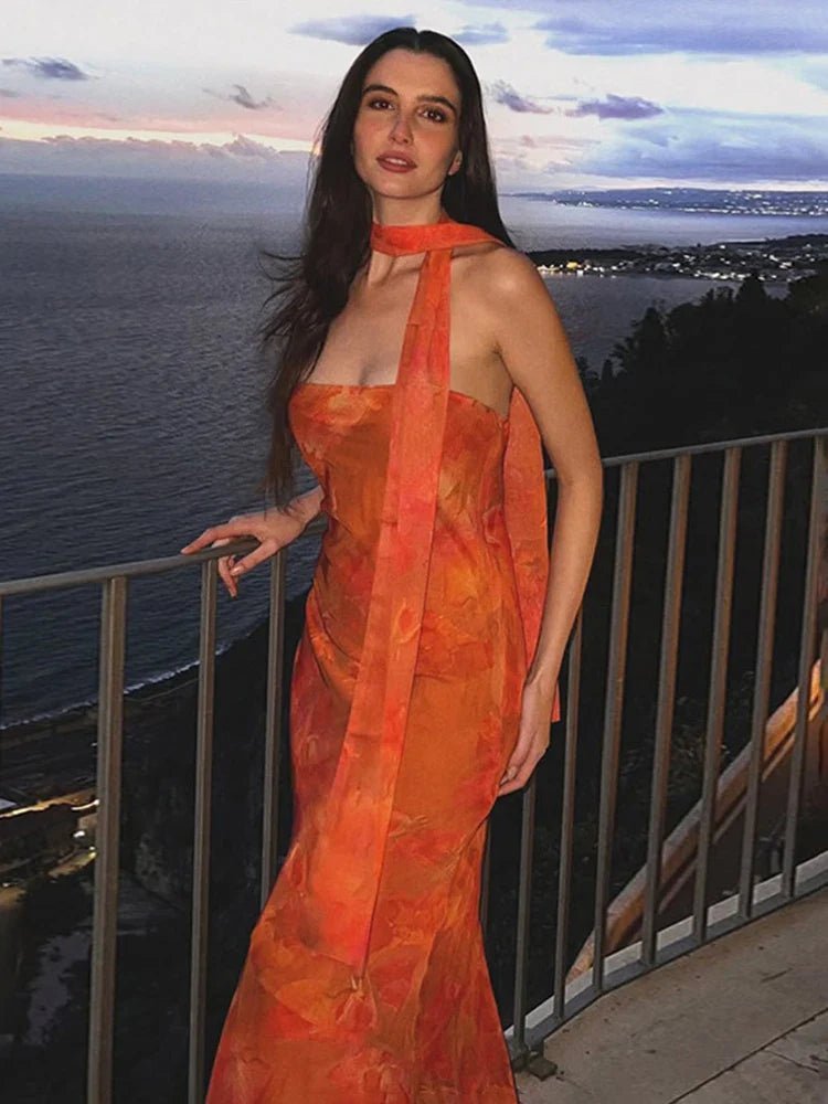 Elegant Strapless Mesh Maxi Dress