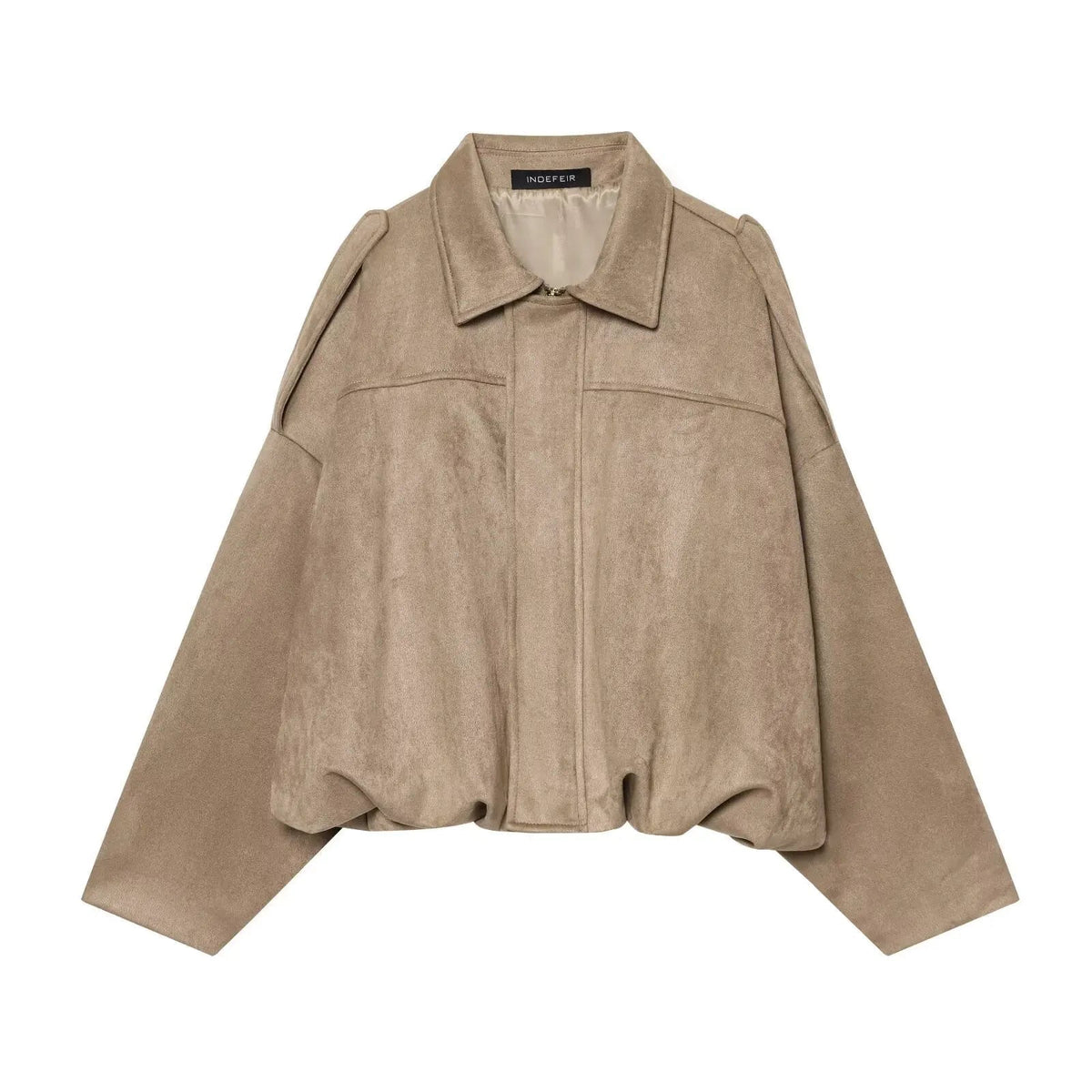 Stylish Oversized Suede Zip-Up Jacket