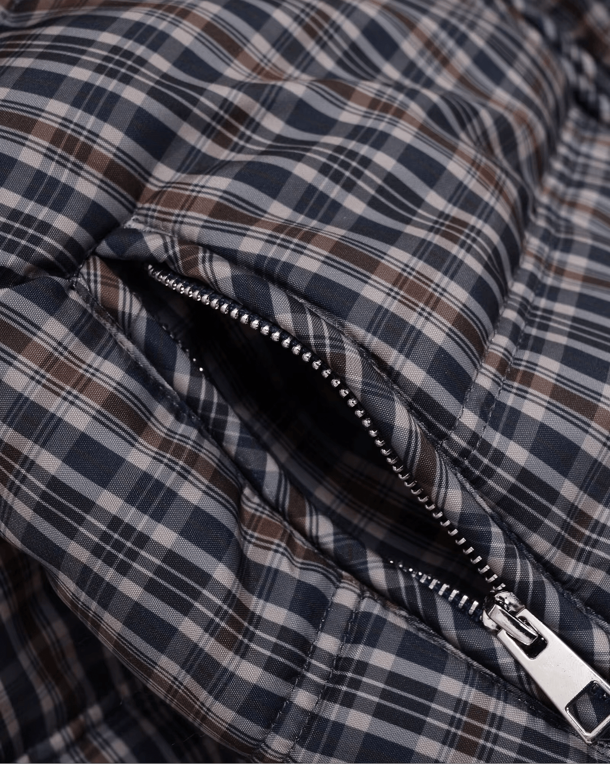 Classic Plaid High Neck Puffer Jacket