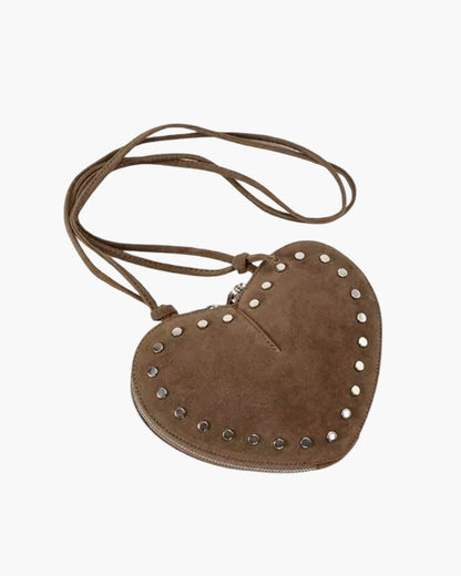 Vintage Faux Suede Crossbody Bag