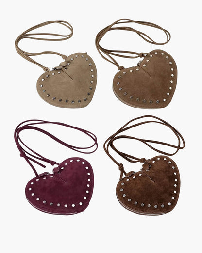 Vintage Faux Suede Crossbody Bag